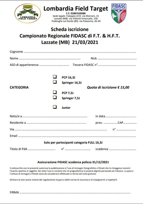 Modulo iscrizione