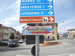 A Trestina troverete questa, come indica la freccia siete a 6 km.